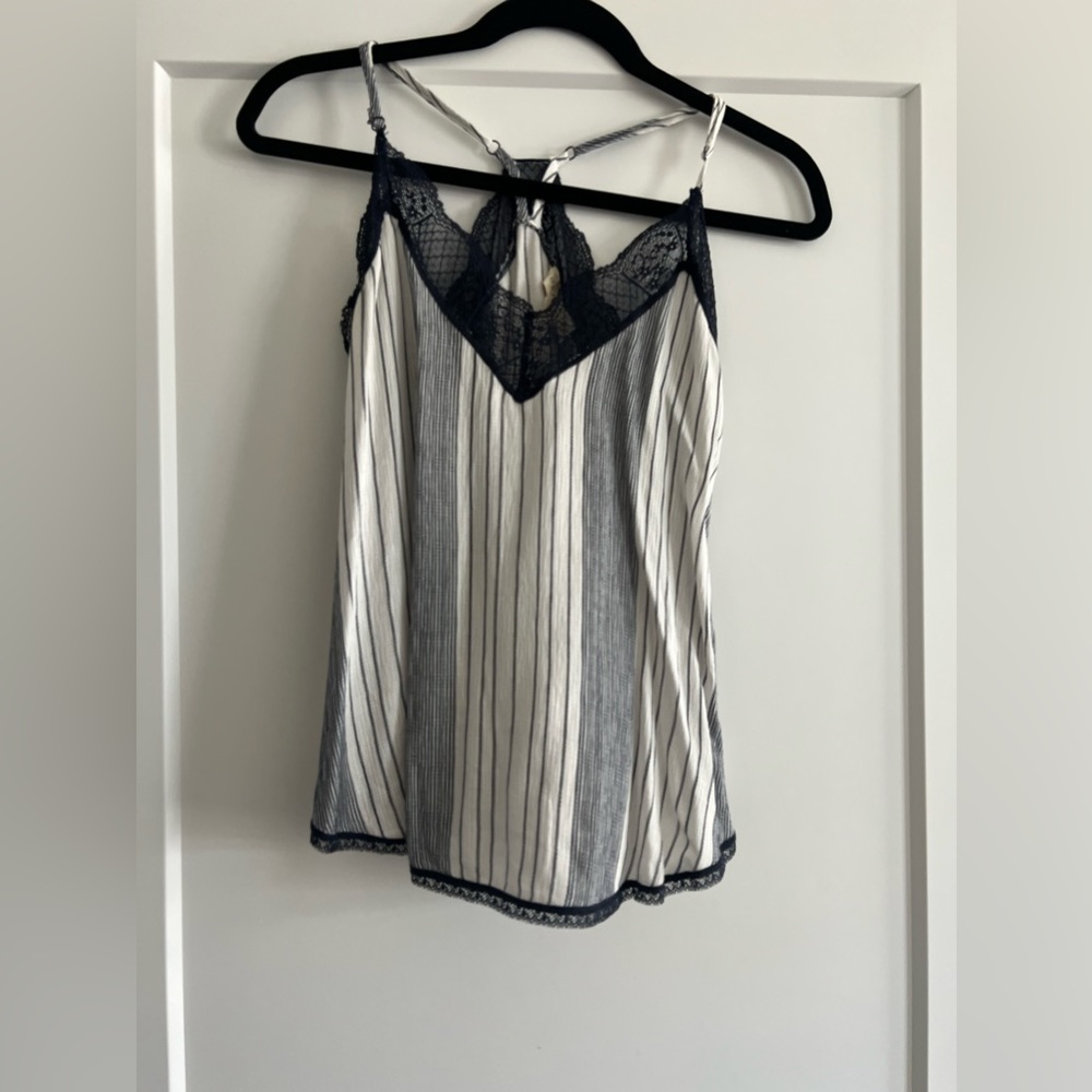 Navy and white striped lace Vici Dolls cami small